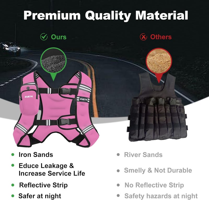 ZUETK Weighted Vest, 6lb/8lb/12lb/16lb/20lb/25lb/30lb Weight Vest with Reflective Stripe, Weighted Vest for Men Women Workout Equipment for Strength Training, Running, Jogging, Fitness, Weight Loss - Image 4